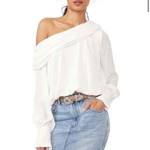 Free People White Long Sleeve Blouse